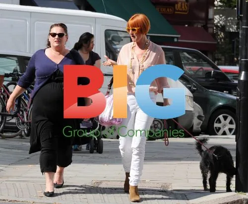 Mary Portas Out with Dog and Friend