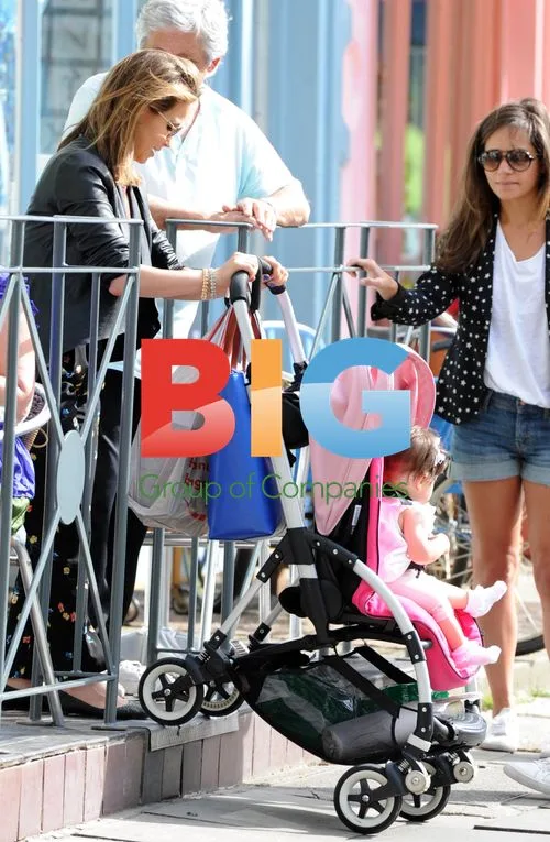Rachel Stevens with baby in London