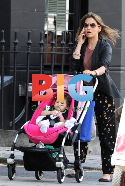 Rachel Stevens with baby in London