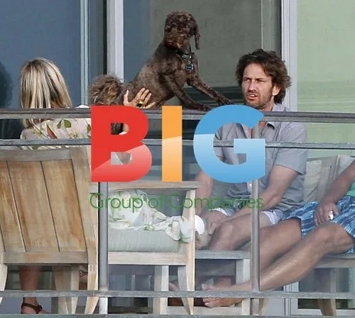 Gerard Butler and Dog in Malibu
