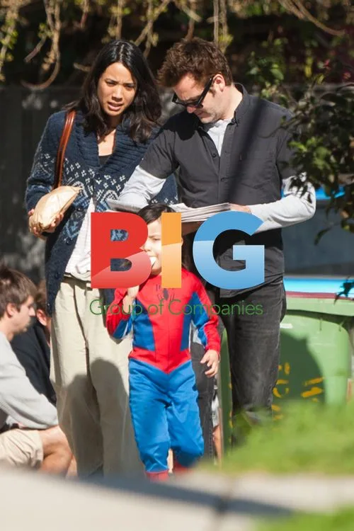 Paul McDermott with son Xavier and partner Melissa Lyne