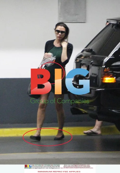 Victoria Beckham Leaves LA Office with Baby Harper