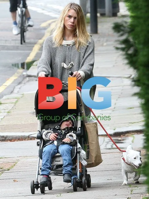 Billie Piper and son in London