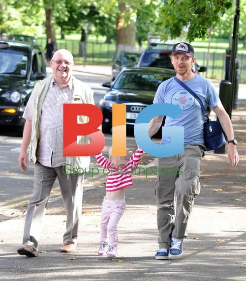 Simon Pegg and son in Primrose Hill