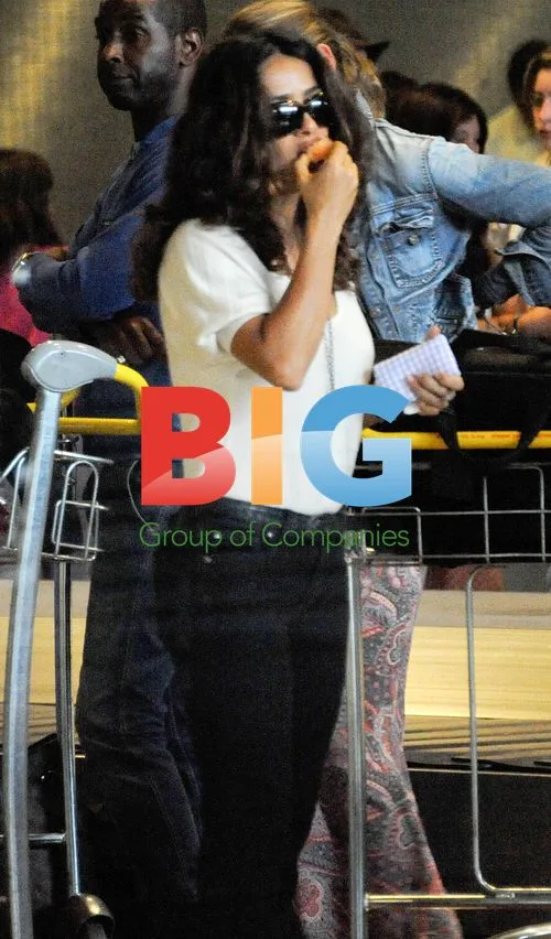 Salma Hayek and family at Paris airport