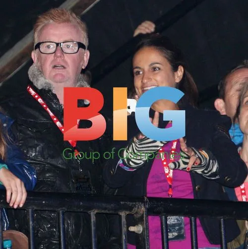 Chris Evans and wife at Reading Festival