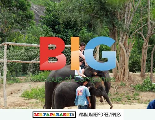 Dannii Minogue and Kris Smith Ride Elephants