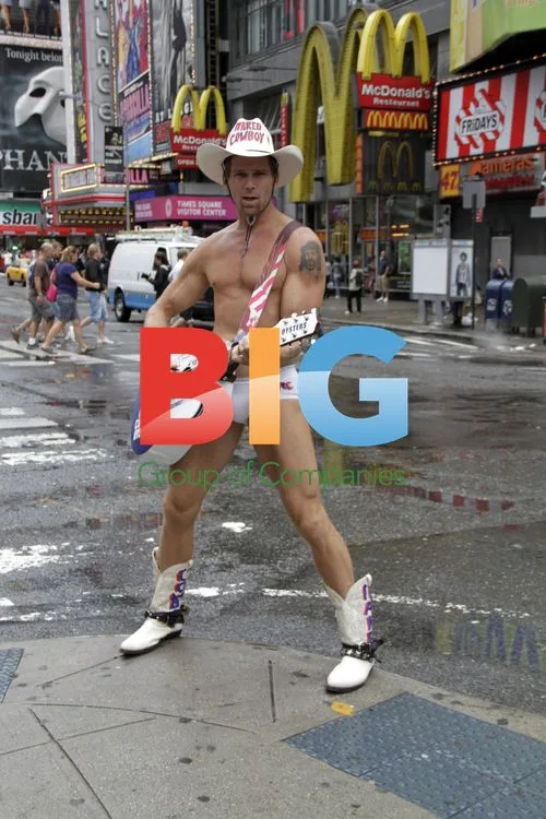 The Naked Cowboy in Times Square After Hurricane Irene