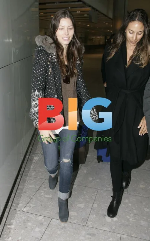 Actress Jessica Biel Arrives at London Heathrow