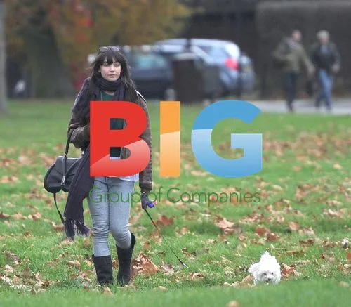 Daisy Lowe Walking Dog in Primrose Park