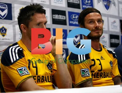 David Beckham, Robbie Keane and Landon Donovan of LA Galaxy