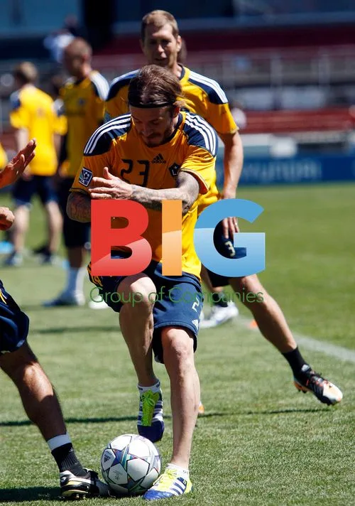 David Beckham, Robbie Keane and Landon Donovan of LA Galaxy