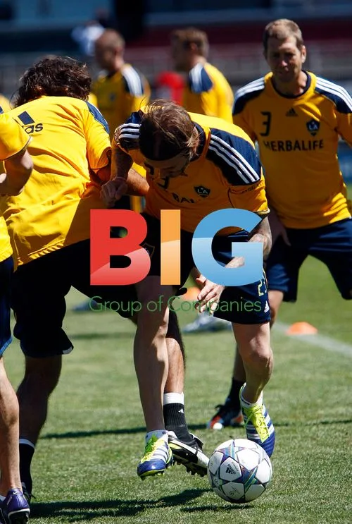 David Beckham, Robbie Keane and Landon Donovan of LA Galaxy
