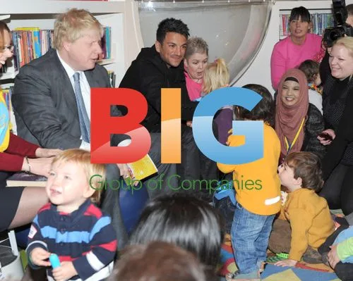Peter Andre and Boris Johnson at 'Love Libraries' event