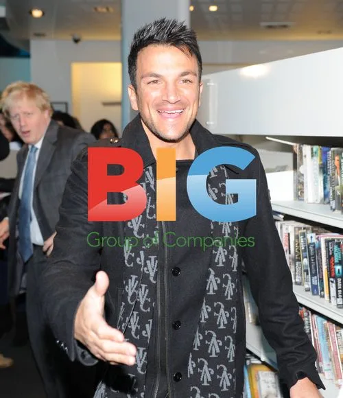 Peter Andre and Mayor Boris Johnson at Library Launch