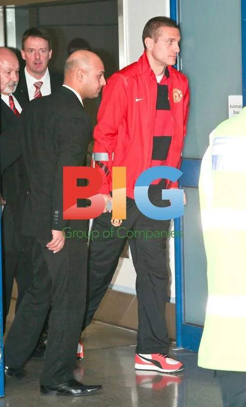 Nemanja Vidic Arrives at Manchester Airport