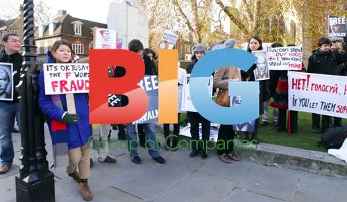 Protesters outside Russian embassy in London