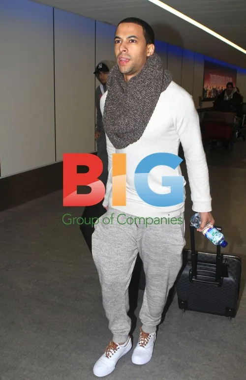 Marvin Humes at Gatwick Airport