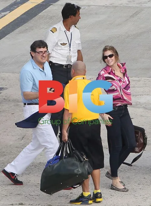Stephanie Seymour and Family at Airport in St. Barth
