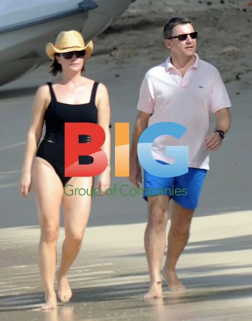 Emma Forbes and husband on Caribbean beach