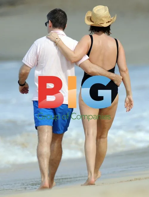 Emma Forbes and husband on Caribbean beach