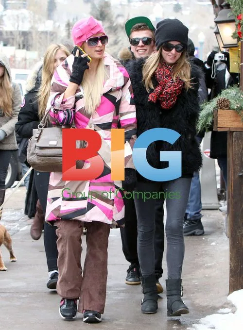 Paris and Nicky Hilton in Aspen