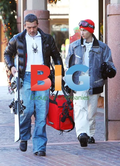 Antonio Banderas and stepson on slopes