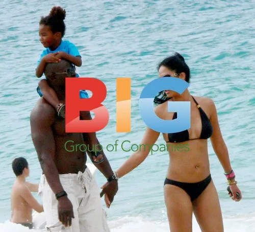 Kimora Lee, Djimon Hounsou and Son Kenzo Stroll in St. Barths