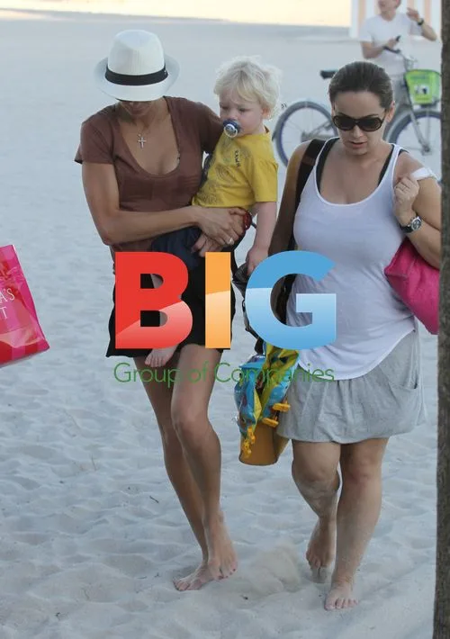 Sharlely Becker and sons at beach