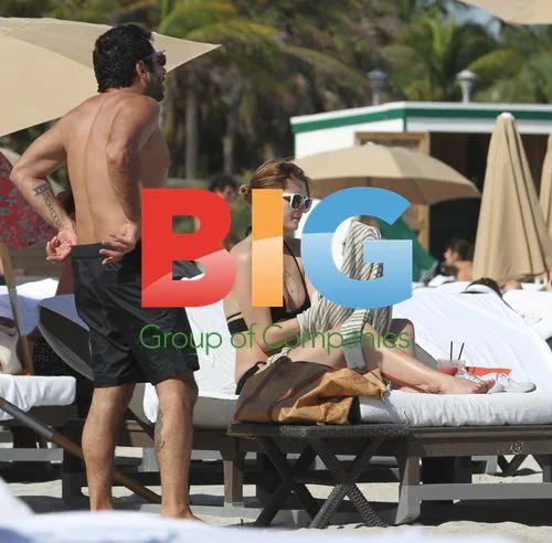 Mischa Barton in Black Bikini on Miami Beach