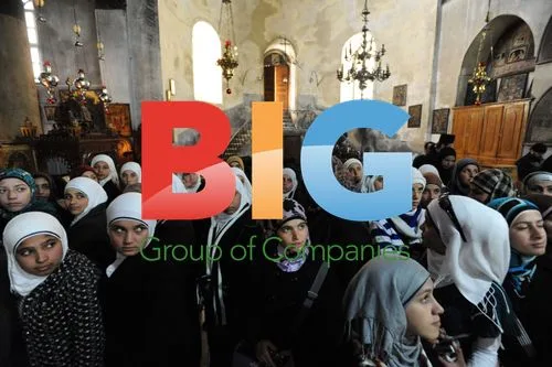 Palestinian students visit Church of Nativity in Bethlehem
