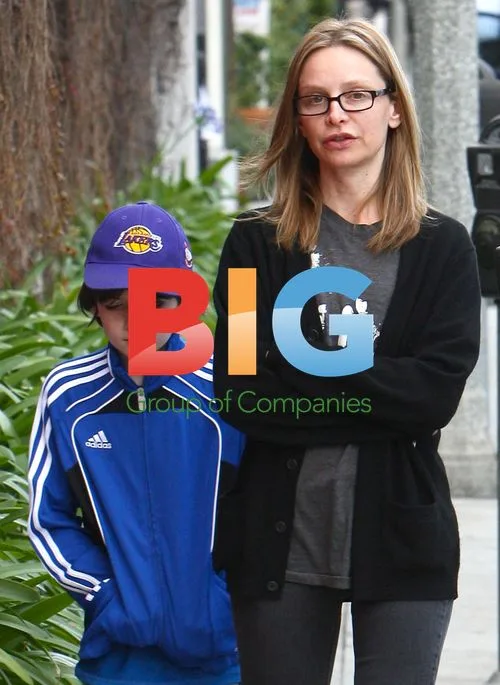 Calista Flockhart and son Liam in Brentwood