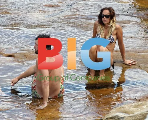 Adam Cooper and Pip Edwards at Bondi Beach