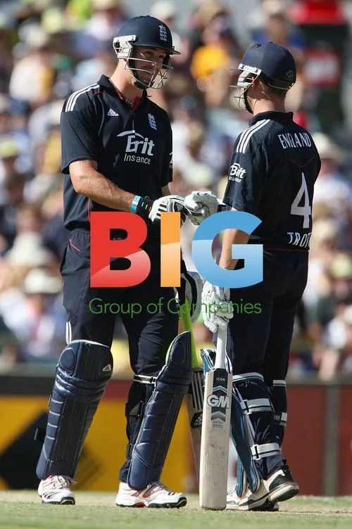 Kevin Pieterson and Jonathan Trott at Cricket Match
