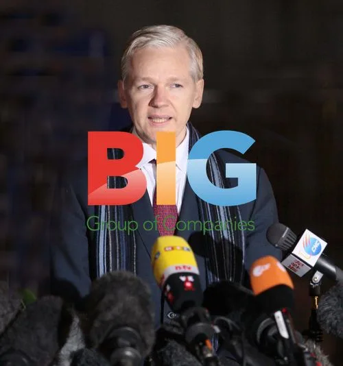 Julian Assange speaks to media