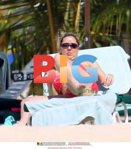 Claire Sweeney Bikini Malfunction on Caribbean Beach