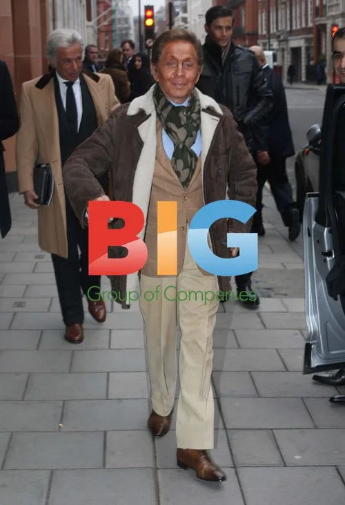 Valentino Garavani leaving Burberry Prorsum Show
