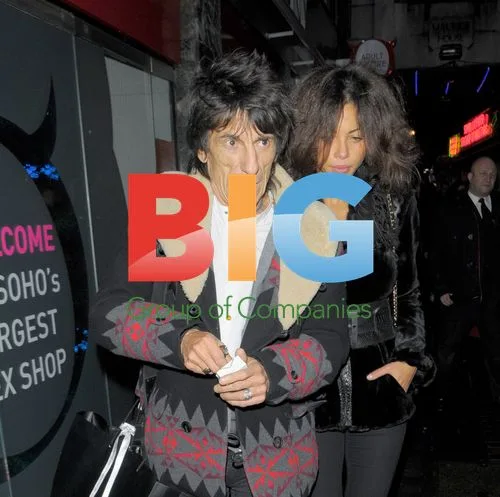 Ronnie Wood and Ana Araujo Leaving The Box, London