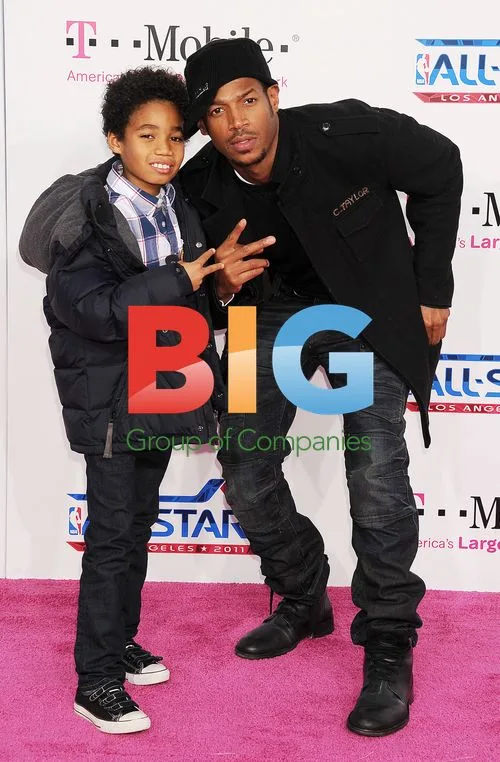Marlon Wayans and son at NBA All-Star Game