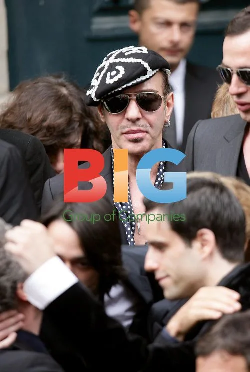 John Galliano at Yves Saint Laurent's burial