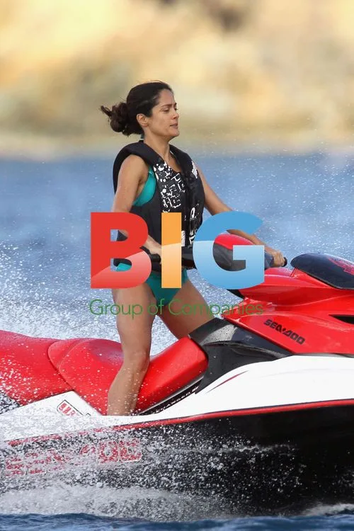 Salma Hayek on Jet Ski in St Barth