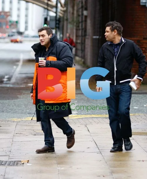 Chris Gascoyne and Craig Charles on Coronation Street set