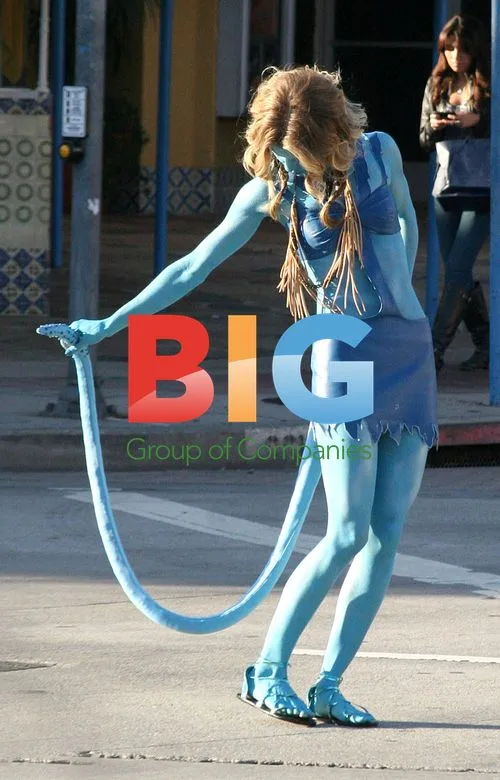 AnnaLynne McCord Dressed as Blue Avatar on 90210 Set