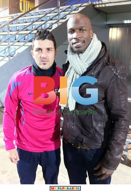 Chad Ochocinco and David Villa Pose in Barcelona