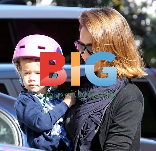 Jessica Alba and daughter Honor bike in Santa Monica