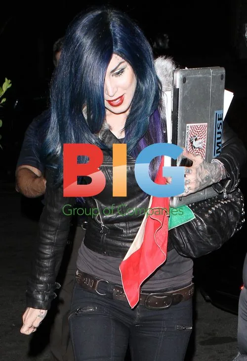 Kat Von D Leaves Tattoo Shop with Italian Flag