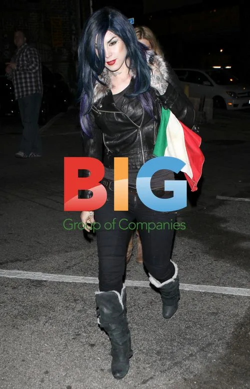 Kat Von D Leaves Tattoo Shop with Italian Flag