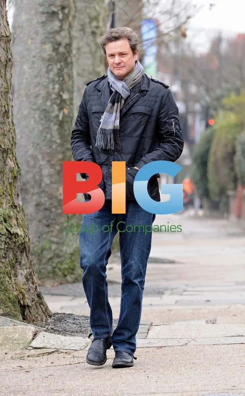 Colin Firth Talks to Friend in London