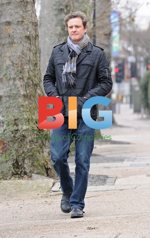 Colin Firth out talking to friend