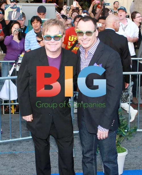 Elton John and David Furnish at Gnomeo and Juliet Premiere